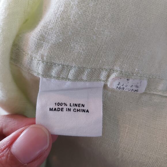 Express Linen Lime Green Long Sleeve Button Down Size M - Picture 10 of 10